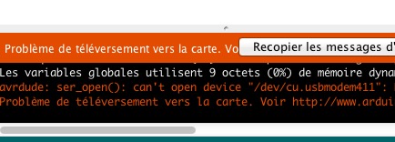 console d'erreur ide arduino