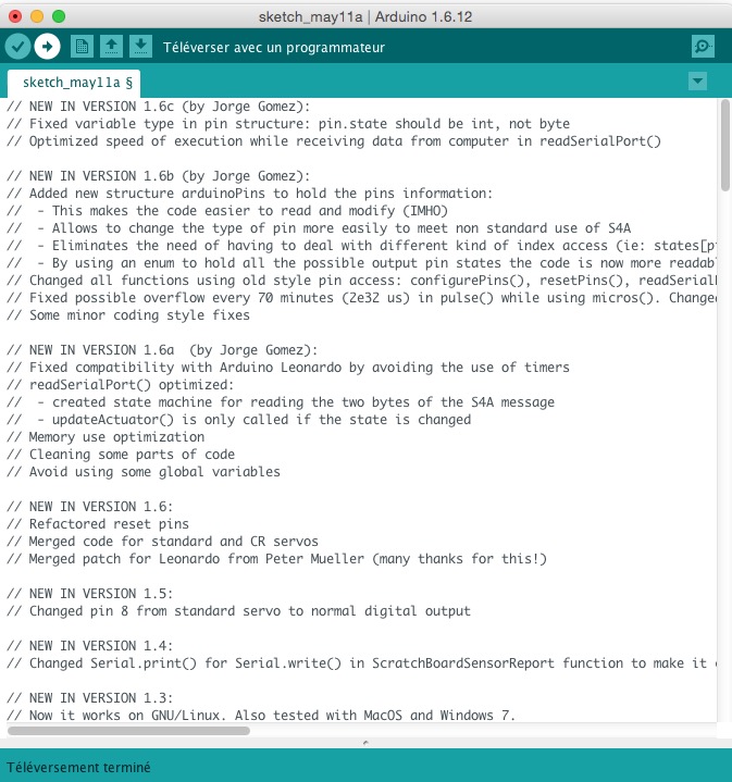 programme ide arduino pour scratch