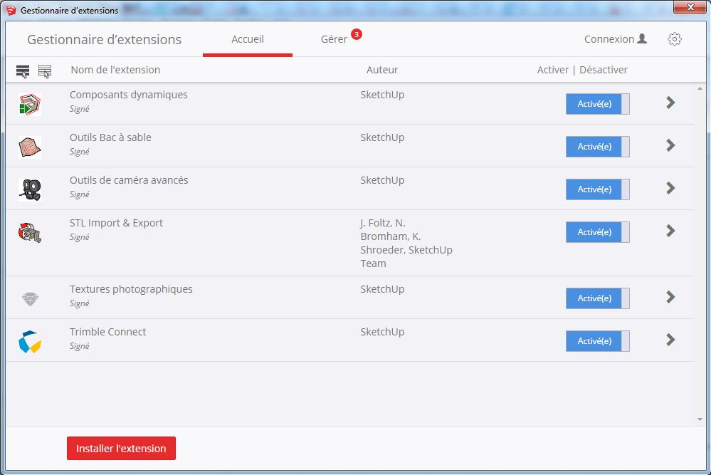 sketchup stl extension installé