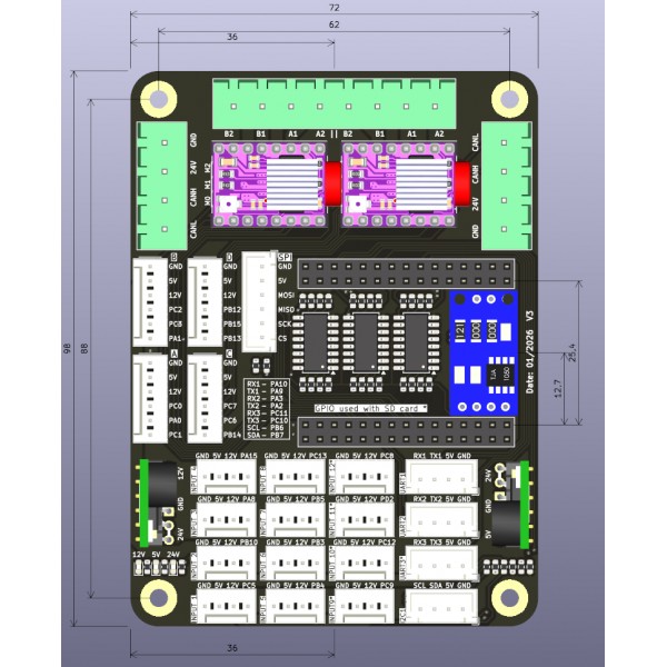 Carte FA247 STM32 assemblée