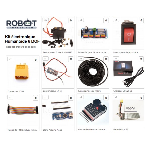 Kit électronique pour kit humanoïde 6 Dof Kit électronique pour kit humanoïde 6 Dof