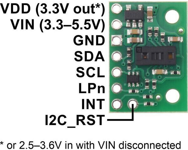 pinout du capteur de distance VL53L7CX